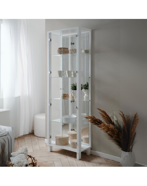 Vetrina colore bianco con 2 ante e 4 ripiani Albi52A 62x33x189H