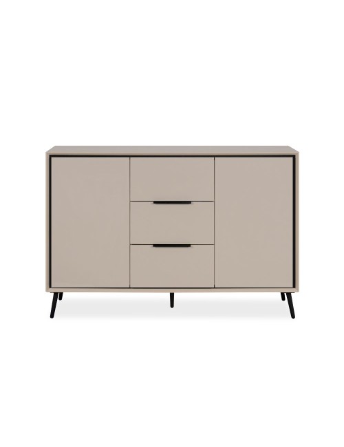 Madia colore sabbia con particolari neri 2 ante e 3 cassetti Arona01B 135x38x90H