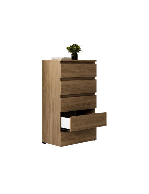 Cassettiera 5 cassetti 75x40x127 MONTATA colore noce naturale