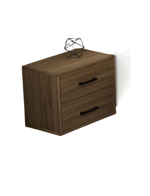 Comodino 2 cassetti colore noce naturale 52x36x43H MONTATO