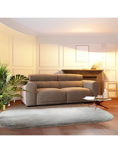 Divano 2 posti extra large tessuto tortora con seduta a slitta Leora 251x112.5x102H