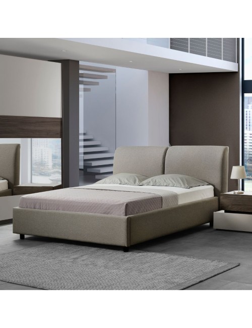 Camera da letto tortora e noce armadio 2 ante scorrevoli con specchi e letto contenitore Kendra
