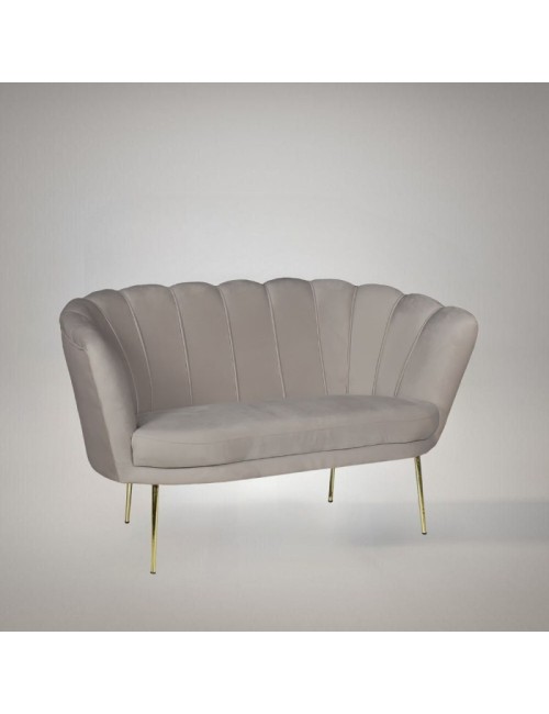 Divano a conchiglia due posti Orel velluto tortora 135x76.5x75h