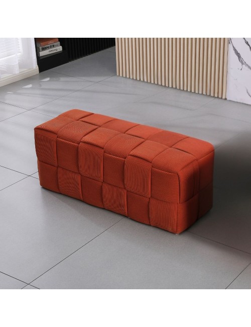 Pouf rettangolare colore ruggine effetto intrecciato Den 104x39x39H