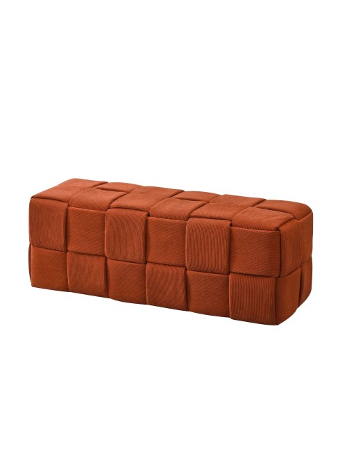 Pouf rettangolare colore ruggine effetto intrecciato Den 104x39x39H