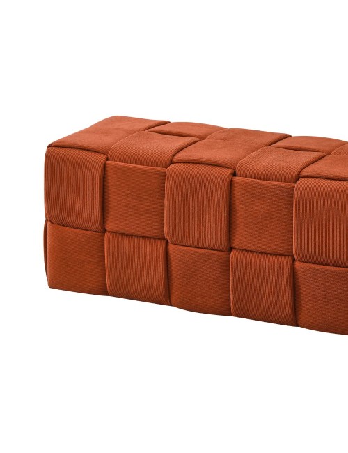 Pouf rettangolare colore ruggine effetto intrecciato Den 104x39x39H