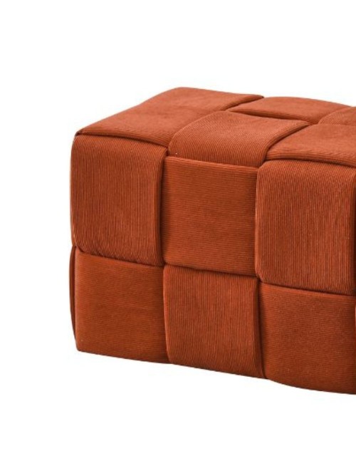 Pouf rettangolare colore ruggine effetto intrecciato Den 104x39x39H