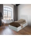 Letto singolo con contenitore Ascoli 102x210x110H ecopelle colore bianco