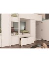 Letto a castello bianco con armadio e cassetti 1277 295x110x150H
