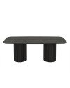 Tavolo rettangolare fisso piano larice grigio e basi in legno cannettati Oslo 200x100x76H