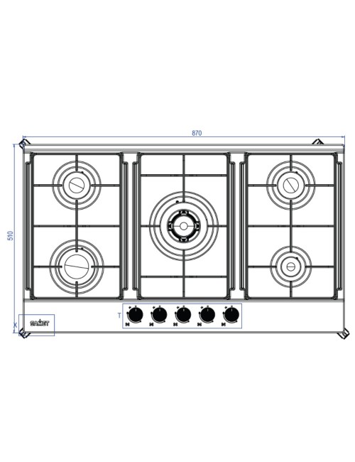 Piano Cottura gas 5 fuochi 90 cm acciaio inox Samet Apollo2 prezzo