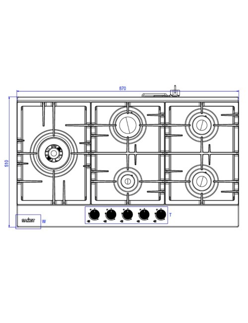 Piano Cottura gas 5 fuochi 90 cm acciaio inox Samet Nettuno90 prezzo