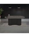 Tavolo ovale fisso piano effetto marmo ardesia opaco e base in Legno cannettata Oscar 200x100x76H