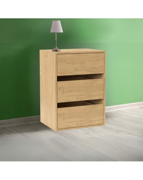 Cassettiera 3 cassetti colore rovere Smart ST2 50.8x39.6x71.3H