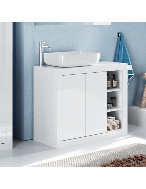 Mobile bagno colore bianco lucido Basic120 120x47x90H