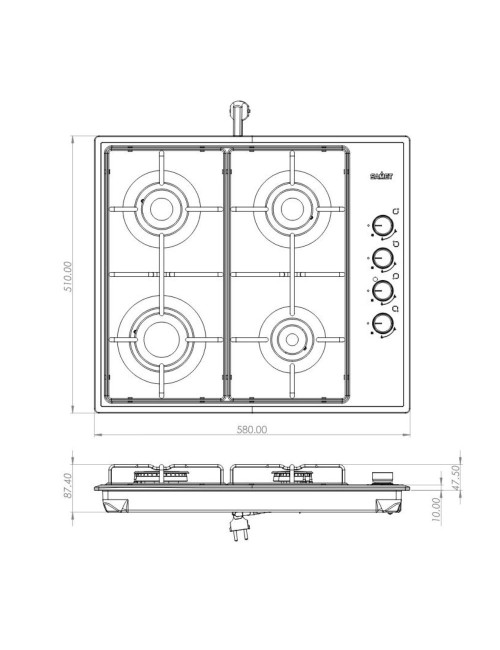 Piano Cottura Ariane 4 fuochi gas inox Samet prezzo