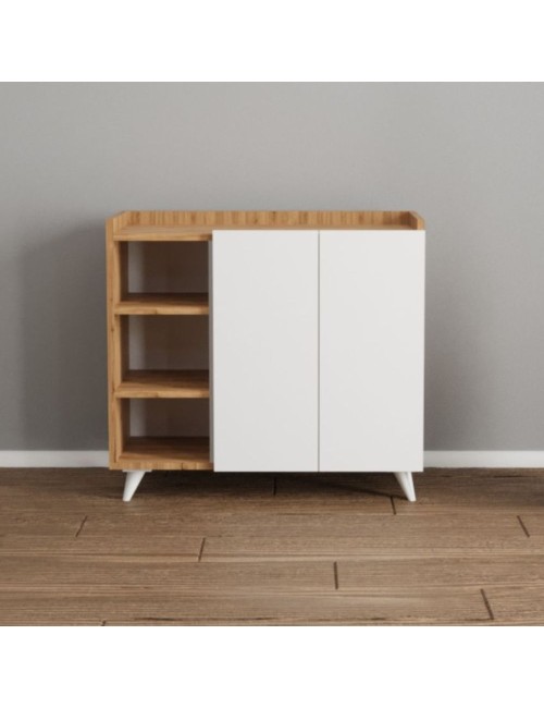 Madia rovere e bianco con 2 ante e vani a giorno Alary 90x35x82H