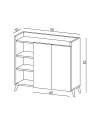 Madia rovere e bianco con 2 ante e vani a giorno Alary 90x35x82H