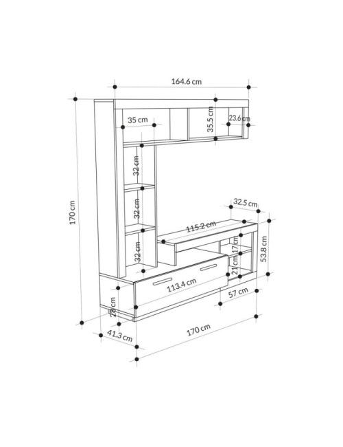 Parete attrezzata tortora Leo 171x42x171