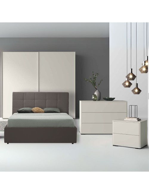 Camera da letto bianco nuvola opaco con letto contenitore Vip