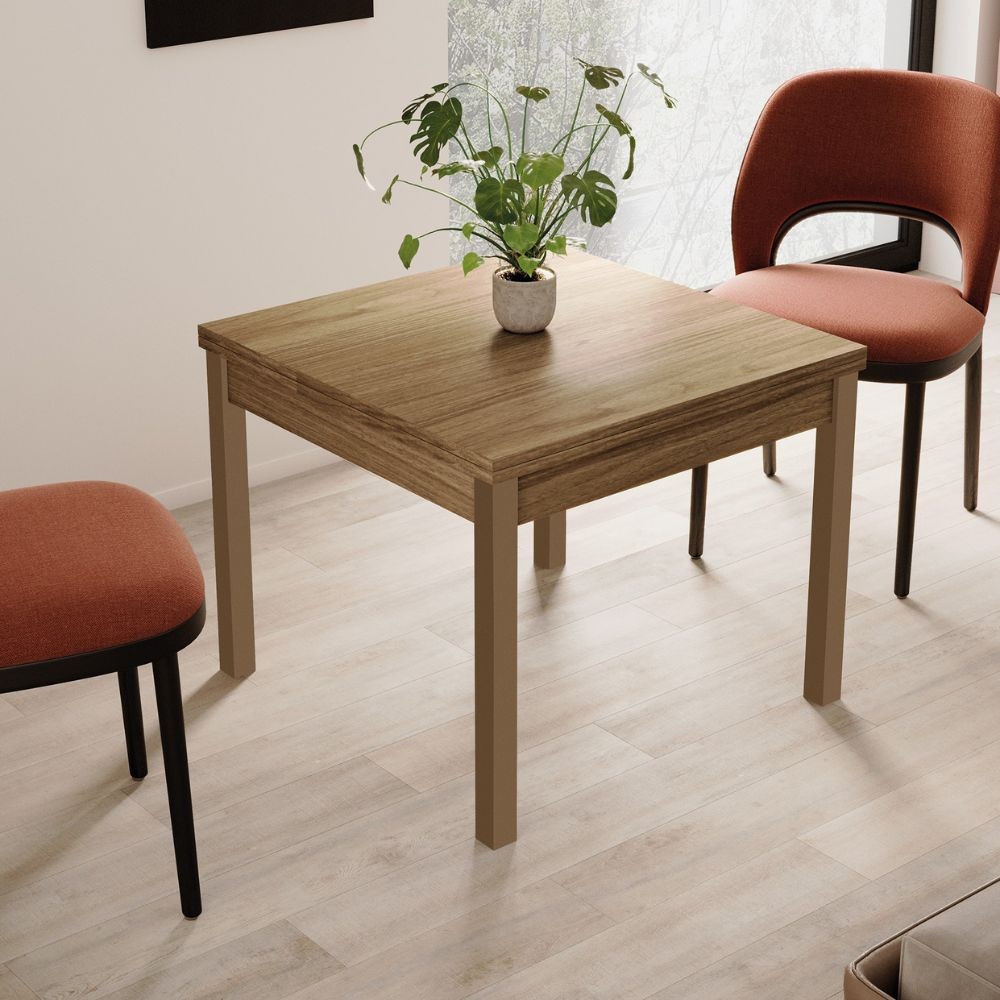 Tavolo raddoppiabile Firenze 90x90 colore noce naturale