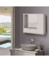 Mobile Bagno Pensile Bianco con Specchio e Ante 73x14x61H