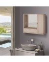 Mobile Bagno Pensile olmo con Specchio e Ante 73x14x61H