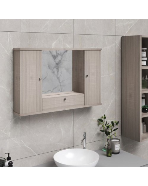 Mobile bagno pensile 3 ante con Specchio colore olmo 93x14x61H PENSIL2SPEOL