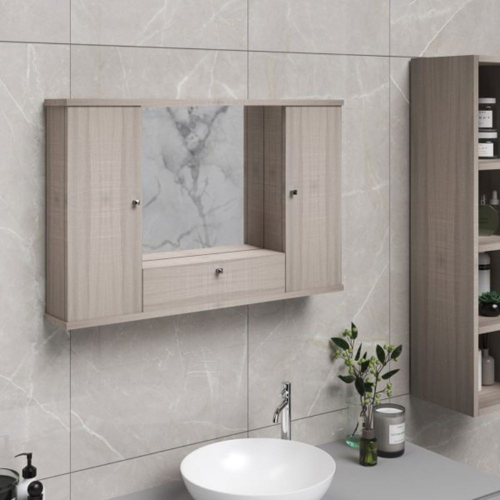 Mobile bagno pensile 3 ante con Specchio colore olmo 93x14x61H PENSIL2SPEOL