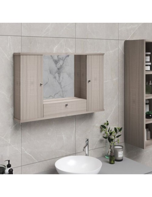 Mobile bagno pensile 3 ante con Specchio colore olmo 93x14x61H PENSIL2SPEOL