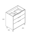 Mobile bagno Triana rovere con 3 cassettoni e lavabo 80x38x85H