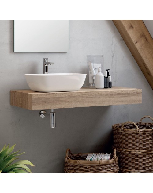 Mensola bagno rovere cambrian per lavabo d’appoggio Ely 120x45: eleganza e funzionalità per il tuo bagno