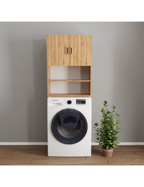 Mobile copri lavatrice Marsiglia con Ante e ripiani colore rovere 64x20x180H