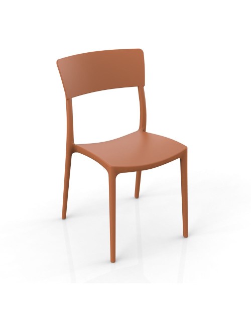Sedia in polipropilene colore terracotta design minimal Zen