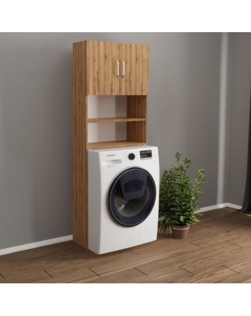 Mobile copri lavatrice Marsiglia con Ante e ripiani colore rovere 64x20x180H