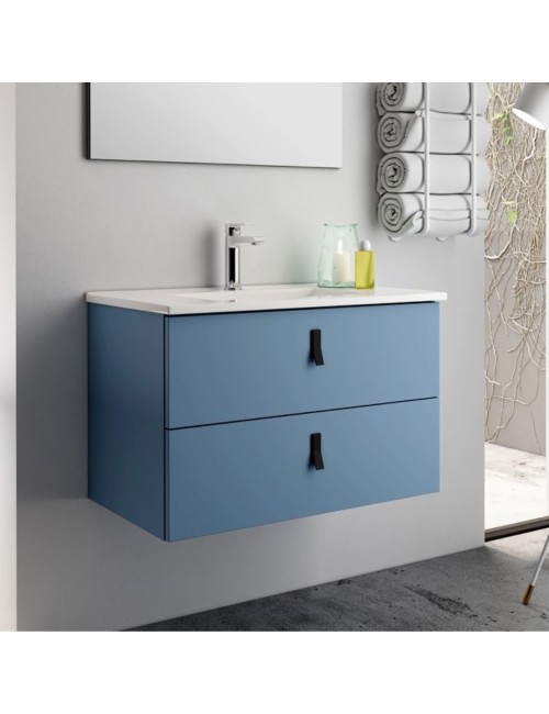 Mobile bagno sospeso colore blu 2 cassetti Invicta 60x45x48H