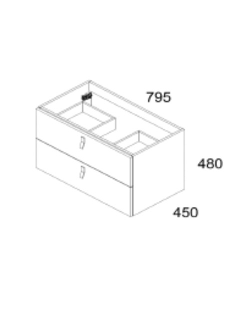 Mobile bagno sospeso colore cappuccino 2 cassetti Invicta 80x45x48H