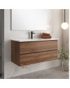 Mobile bagno sospeso noce effetto cannettato Senda con 2 cassettoni 100x45.5x48H