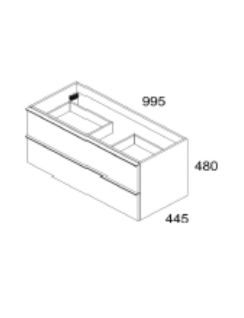 Mobile bagno sospeso noce effetto cannettato Senda con 2 cassettoni 100x45.5x48H
