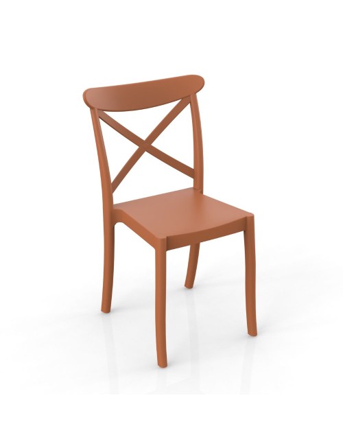 Sedia in polipropilene colore terracotta stile classico Ischia