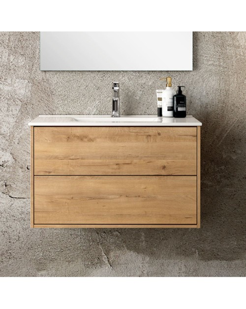 Mobile bagno sospeso colore rovere quercia Push: design e funzionalità 80x45x48H