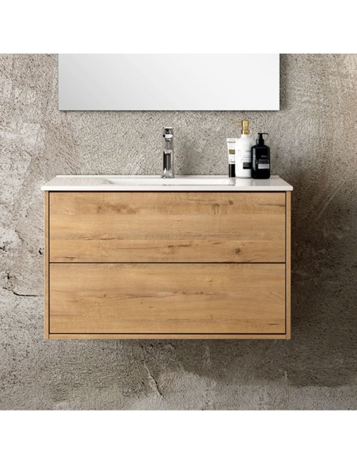 Mobile bagno sospeso colore rovere quercia Push: design e funzionalità 80x45x48H