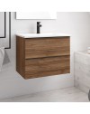 Mobile bagno sospeso noce effetto cannettato Senda con 2 cassettoni 80x45.5x48H