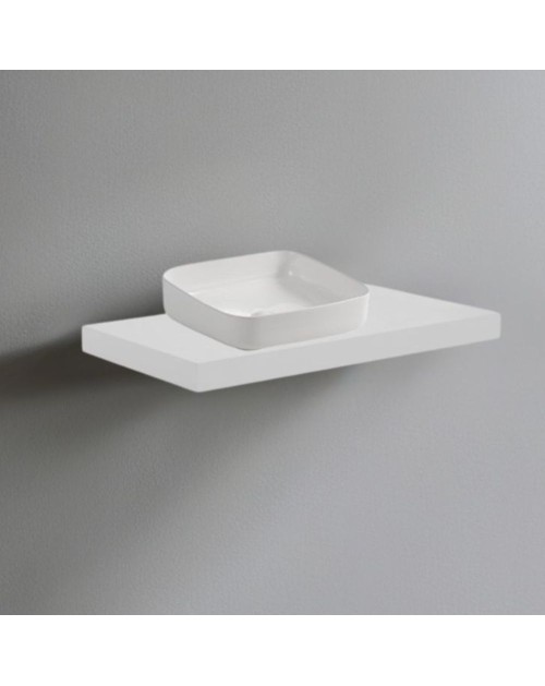 Mensolone da bagno bianco 80x48 con lavabo da appoggio bianco: minimalismo e funzionalità per un bagno moderno