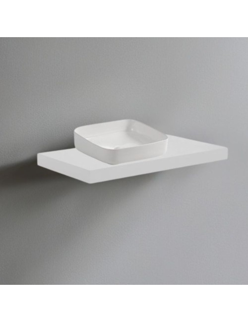 Mensolone da bagno bianco 80x48 con lavabo da appoggio bianco: minimalismo e funzionalità per un bagno moderno