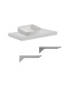 Mensolone da bagno bianco 80x48 con lavabo da appoggio bianco: minimalismo e funzionalità per un bagno moderno