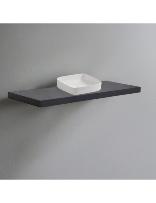 Mensolone da bagno antracite 120x47 con lavabo da appoggio bianco: minimalismo e funzionalità per un bagno moderno