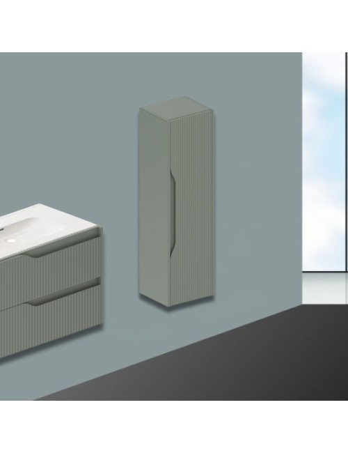 Colonna bagno sospesa Soho colore verde opaco effetto cannettato 35x30x120H
