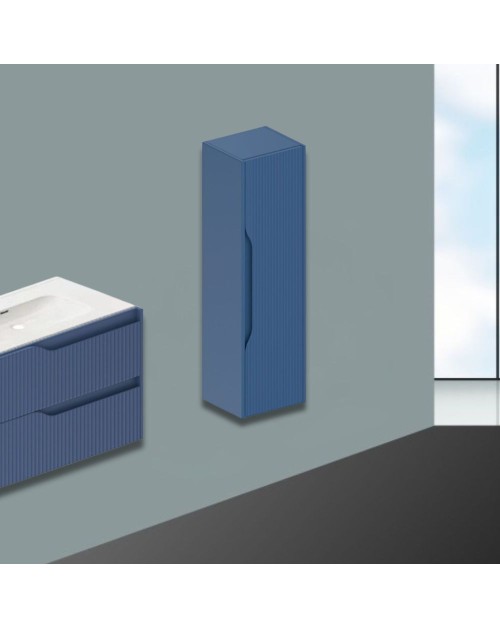 Colonna bagno sospesa Soho colore azzurro opaco effetto cannettato 35x30x120H