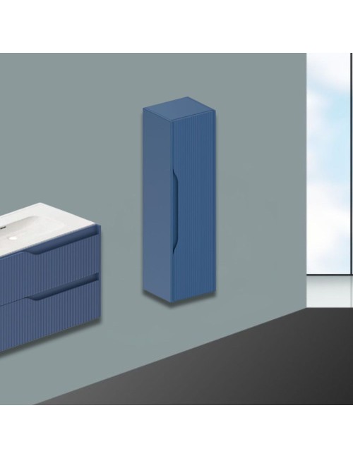 Colonna bagno sospesa Soho colore azzurro opaco effetto cannettato 35x30x120H